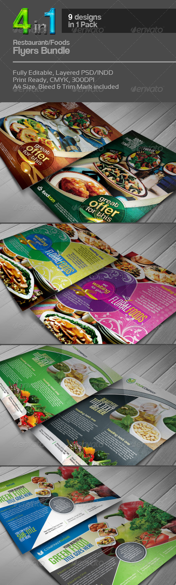 4 in 1 Restaurant Flyers Bundle v.1 - Restaurant Flyers