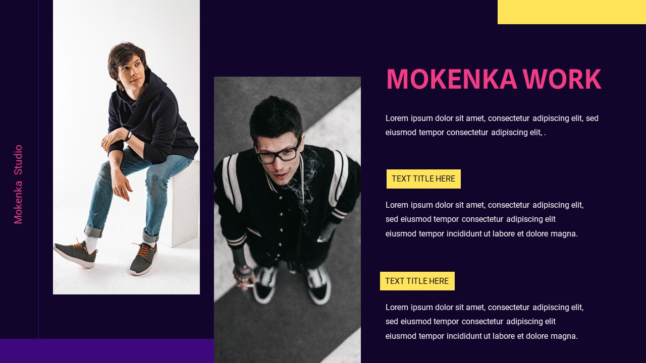 Black Yellow Modern Business Company Profile Key, Presentation Templates