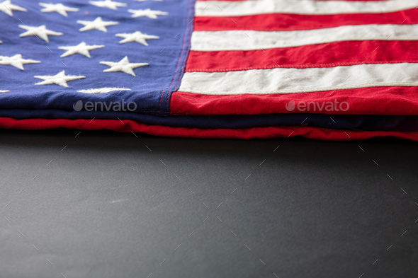 American flag folded closeup, US America National Holiday - Stock Photo - Images