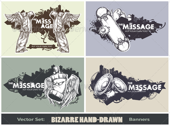 Vector set of modern sketchy style banners