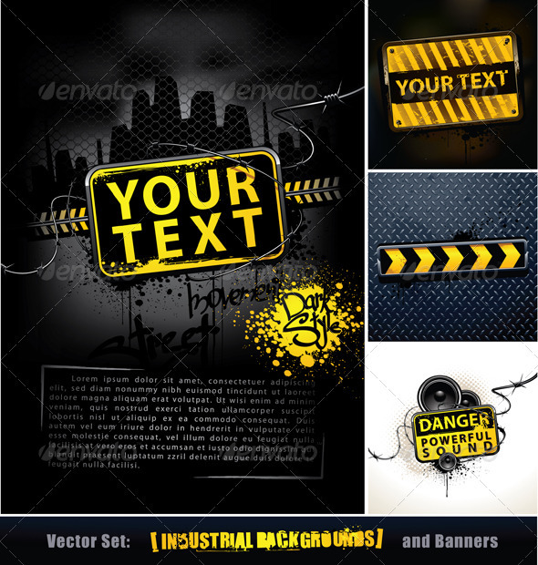 Vector set of industrial backgrounds and banners - Vectors