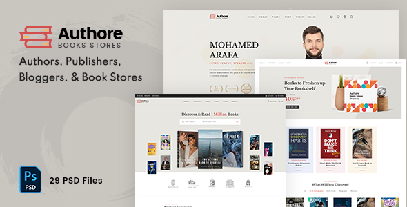Authore Authors and Publishers PSD Template