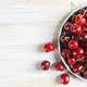 Fresh Red Ripe Sweet Cherry On Plate On White Wooden Background. - PhotoDune Item for Sale