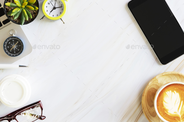 Flat lay of business accessories on desk. Stock Photo by Kundoy