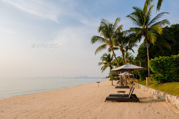 Beautiful beach of Bangsaray Pattaya Thailand  - Stock Photo - Images