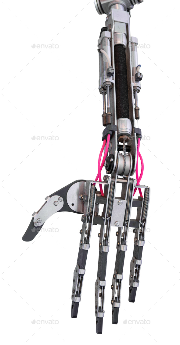 Robot arm and hand isolated on white background - Stock Photo - Images