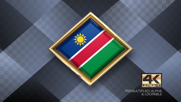 Namibia Flag Rotating Badge 4K Looping with Transparent Background