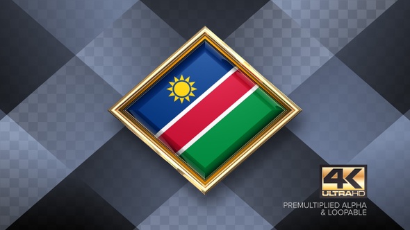 Namibia Flag Rotating Badge 4K Looping with Transparent Background alt