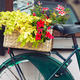 Vintage bicycle with basket full of blooming flowers - PhotoDune Item for Sale