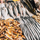 Fresh garfish Fish - Belone belone - On Display On Ice On Fishermen Market Store Shop. Seafood Fish - PhotoDune Item for Sale