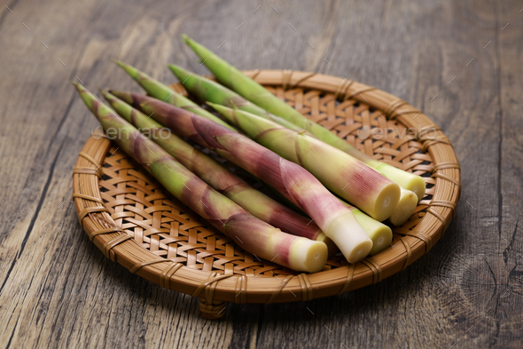 root bent bamboo shoots, Japanese wild vegetable - Stock Photo - Images