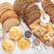 Assortment of different kind of cereal bakery - bread, pasties, buns, with healthy seeds - PhotoDune Item for Sale