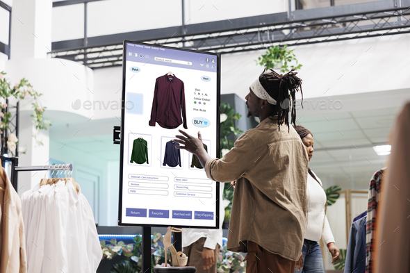 Customer using touch display shopping