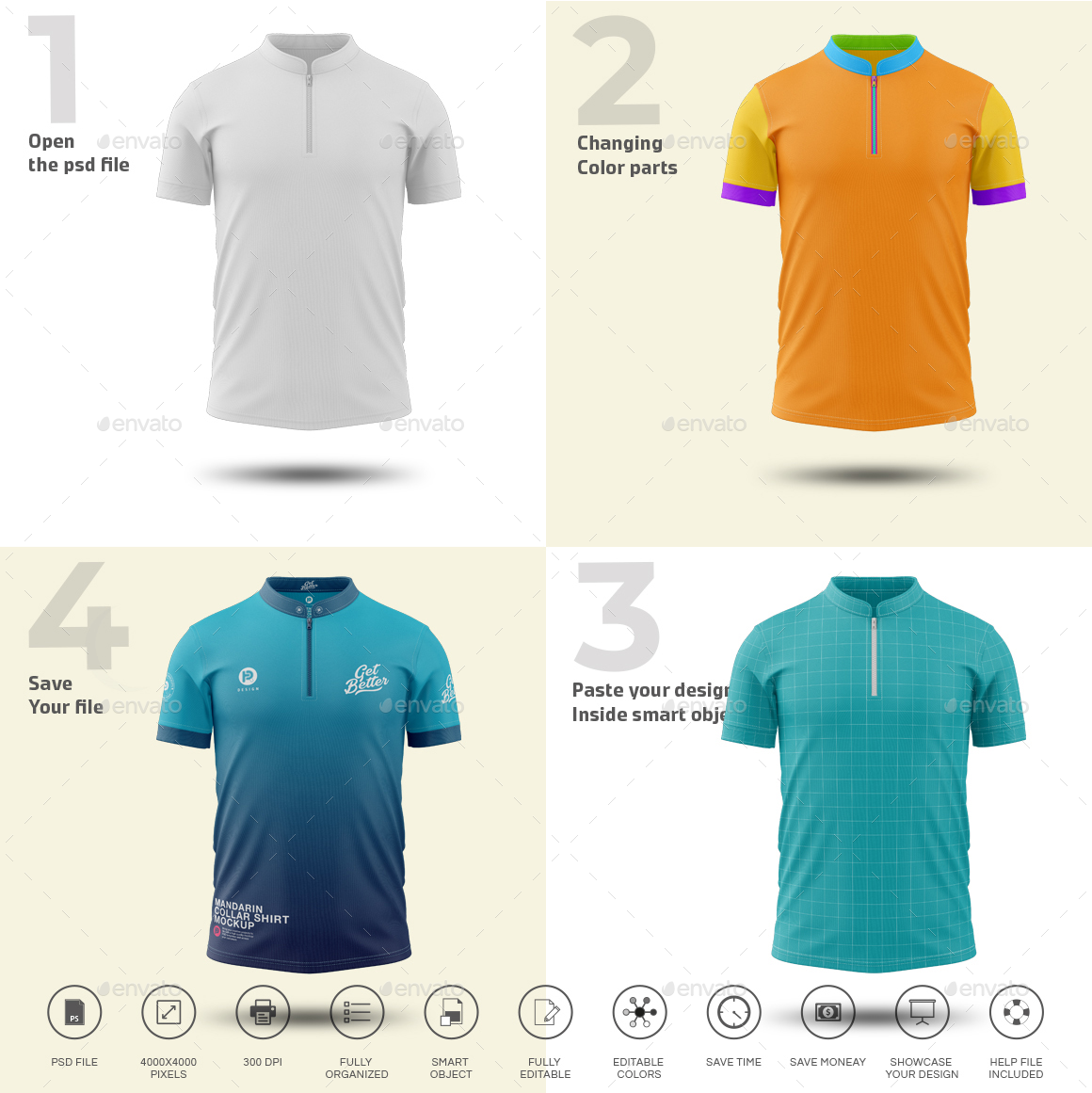 Mandarin Collar Shirt Mockup V1, Graphics | GraphicRiver