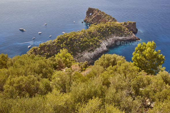 Picturesque rocky coastline in Mallorca. Sa Foradada. Balearic islands - Stock Photo - Images
