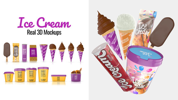 Ice Cream Real 3D Mockups Product Promo template preview