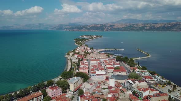 Aerial photo of Egirdir Lake Road to Green Island in Isparta alt