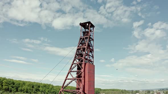 Aerial Wiev: Old Abandoned Salt Mine Against the Background Forest. alt