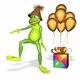 Frog Dancing Gift Balloons Looped White Background - VideoHive Item for Sale