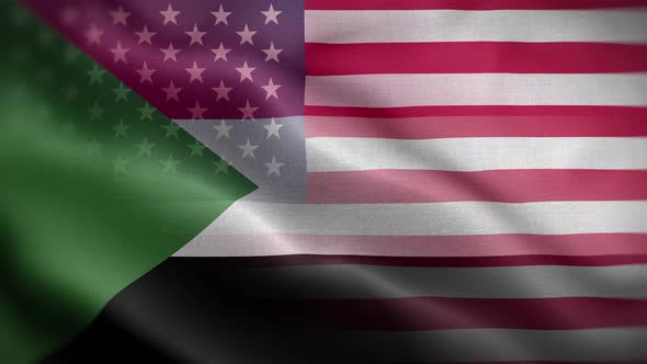 USA Sudan Flag Loop Background 4K