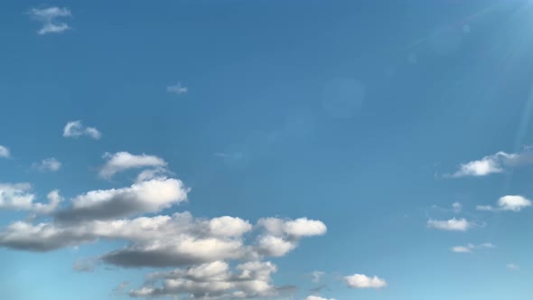 Morning time lapse of blue sky. Beautiful clouds on a Sunny day.