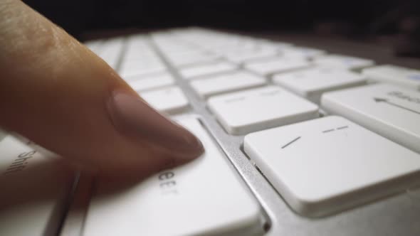 Nervous Lady with Presses Enter on Keyboard of Hung Computer alt