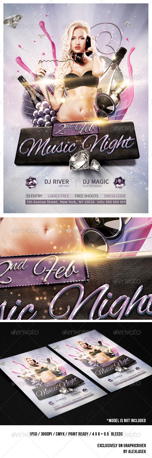 Music Night Flyer 6 x 4 - Clubs & Parties Events
