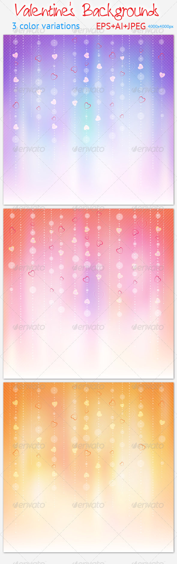 3 Valentine's Backgrounds - Valentines Seasons/Holidays