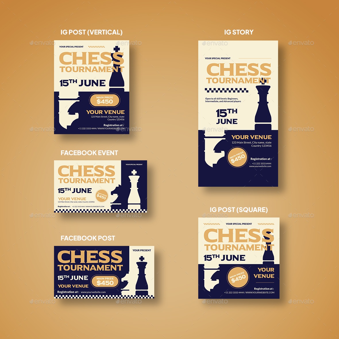 Chess Tournament Flyer set, Print Templates | GraphicRiver