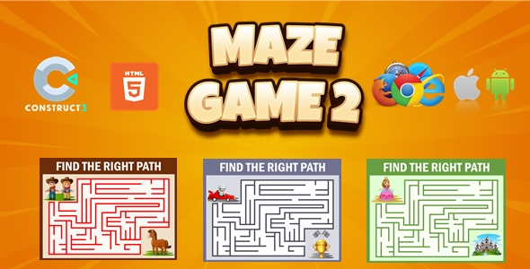Maze Game 2 For Kids - HTML5 Game - Construct 3 (C3P)