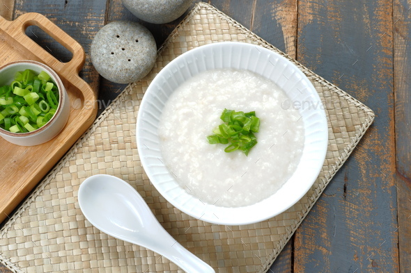 Chinese food, rice porridge or congee, delicious traditional Chinese ...