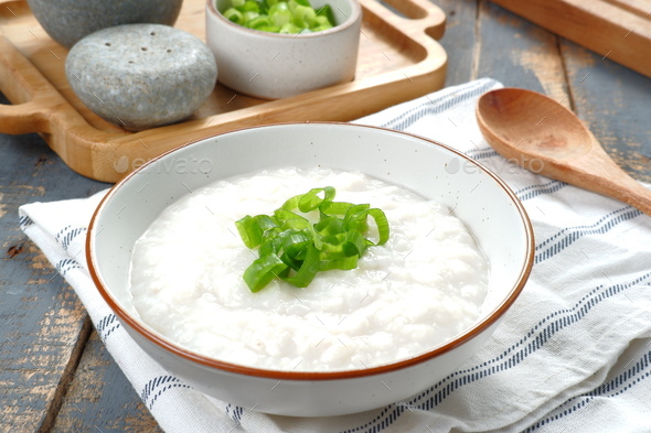 Chinese food, rice porridge or congee, delicious traditional Chinese ...