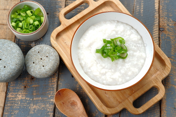 Chinese food, rice porridge or congee, delicious traditional Chinese ...