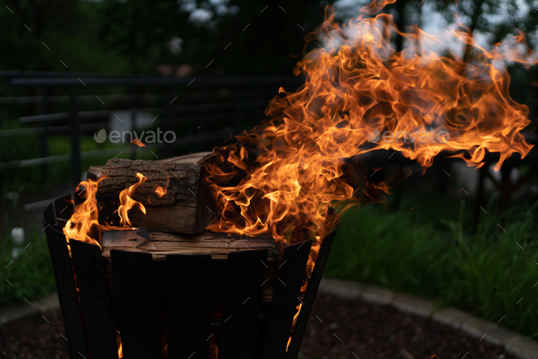 Burning fires outside - Stock Photo - Images