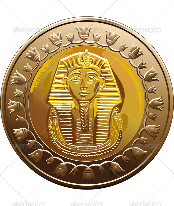 Vector Egyptian coin featuring Pharaoh