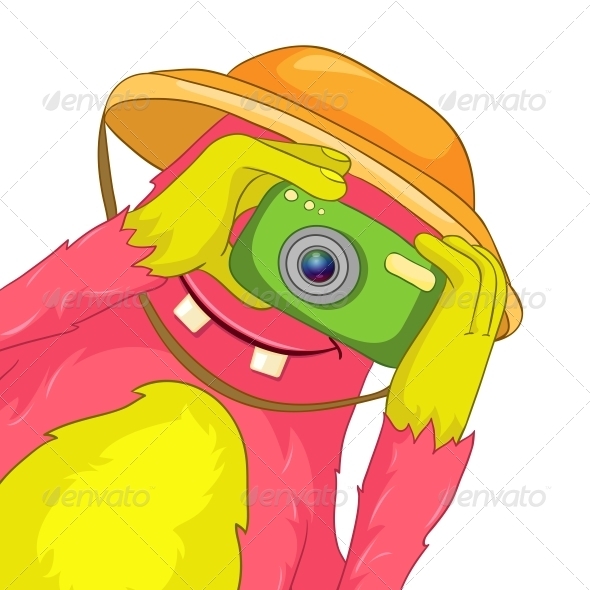 Funny Monster. Tourist Photographer. - Monsters Characters