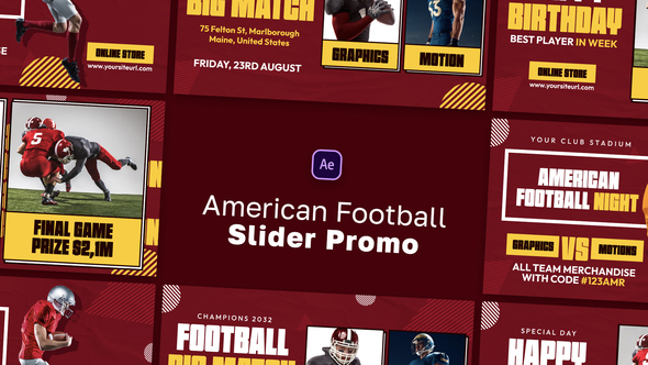 American Football Slide Promo Video Displays template preview