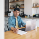 Cheerful asian man working from home - PhotoDune Item for Sale