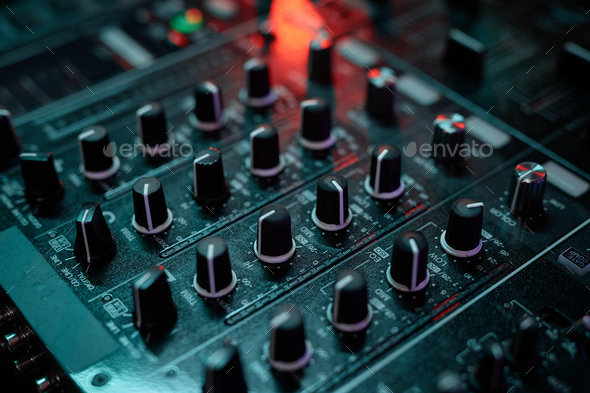 Closeup of DJ equipment