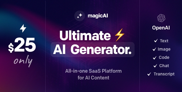MagicAI  OpenAI Content, Text, Image, Chat, Code Generator as SaaS