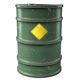 Isolated Green Barrel with a blank Warning Sign.  - PhotoDune Item for Sale