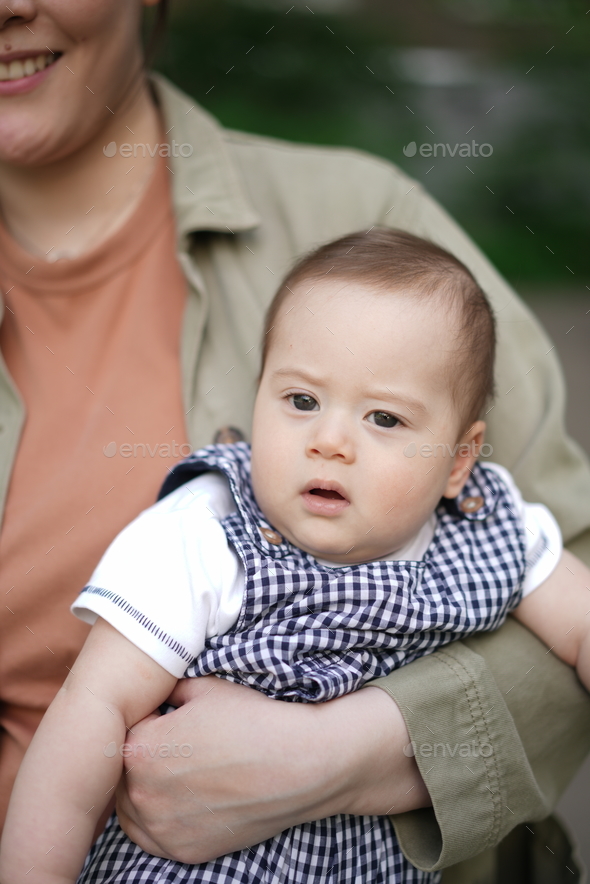 Portrait of a 5 month old  baby boy - Stock Photo - Images