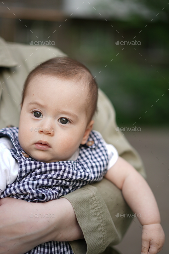 Portrait of a 5 month old  baby boy - Stock Photo - Images