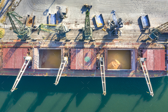 ship loading grain - Stock Photo - Images