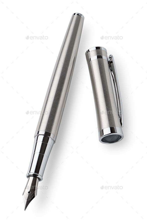 Stainless steel fountain pen - Stock Photo - Images