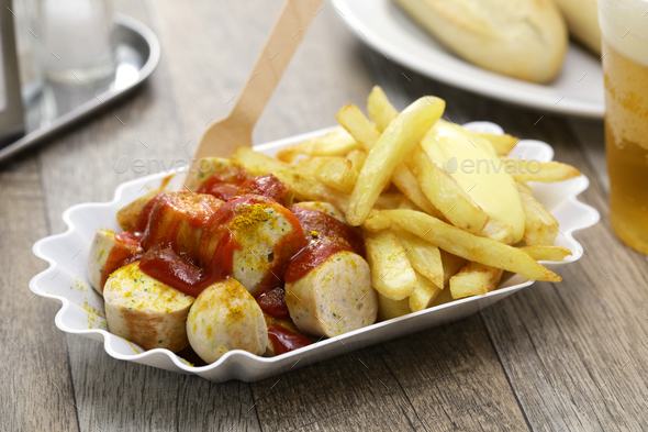 currywurst, German curry sausage - Stock Photo - Images