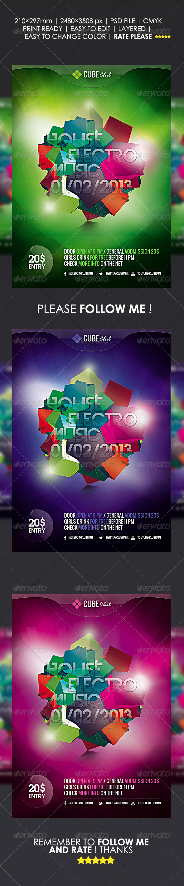 Electro House Flyer Party - Clubs & Parties Events