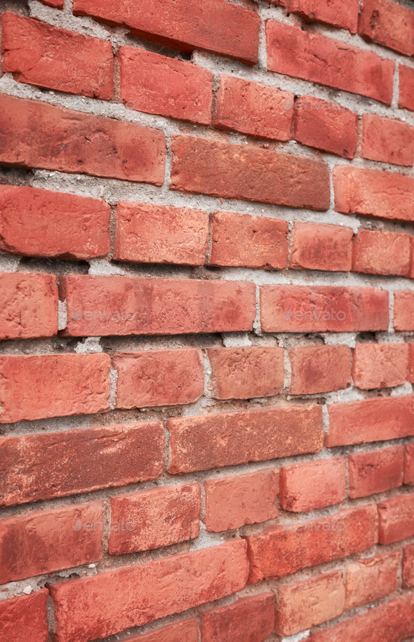 Close up photo of an old brick wall, selective focus. - Stock Photo - Images