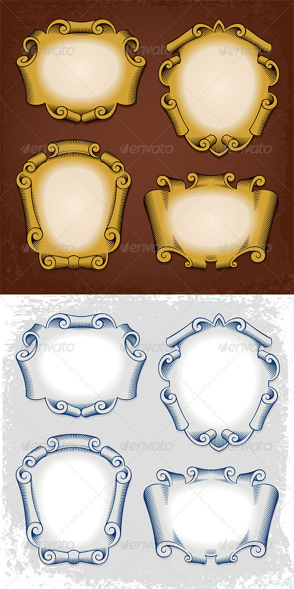 Vintage Vector Frames Cartouches Ribbons - Borders Decorative