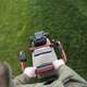 Lawn mover on green grass. Machine for cutting lawns. - PhotoDune Item for Sale